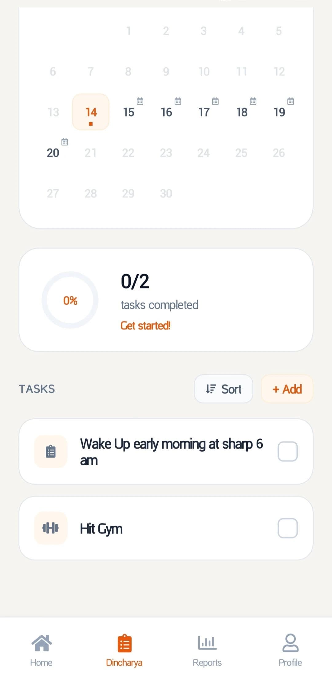 Kaivalya Brahmacharya Ayurvedic Dincharya Calendar Screen