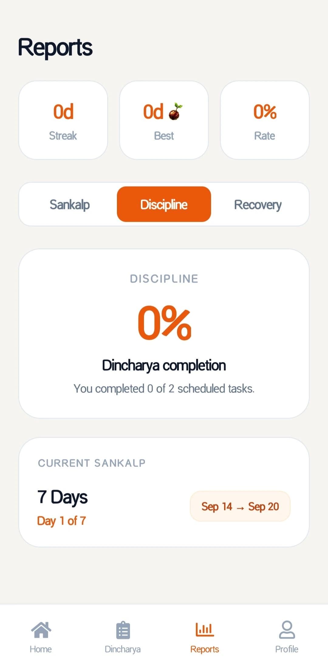 Kaivalya Brahmacharya Reports and Discipline Screen